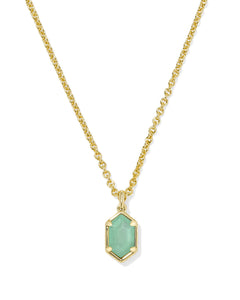 Kendra Scott Hallie Gold Short Pendant Necklace in Mint Green Watercolor Illusion