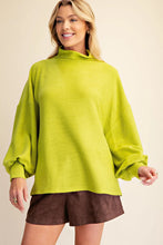 Load image into Gallery viewer, Carley Mock Neck Balloon Sleeve Top - Lime Green