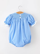 Load image into Gallery viewer, Pumpkin Smocked Bubble Romper - Blue