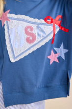 Load image into Gallery viewer, FASHION SHOW USA Lace Ribbon Top - Navy