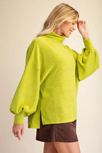 Load image into Gallery viewer, Carley Mock Neck Balloon Sleeve Top - Lime Green