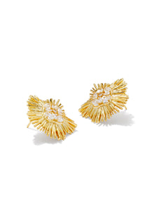 Kendra Scott Dira Gold Crystal Statement Stud Earrings in White Crystal