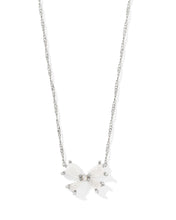 Load image into Gallery viewer, Kendra Scott Blair Silver Bow Small Short Pendant Necklace in Iridescent Drusy