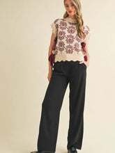 Load image into Gallery viewer, Fancy Floral Bow Tie Sweater Vest - Mauve Wine
