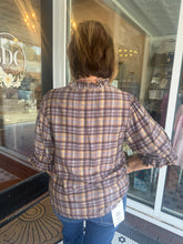 Load image into Gallery viewer, Diana Plaid Ruffle Top - Blue/Brown