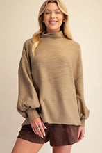 Load image into Gallery viewer, Carley Mock Neck Balloon Sleeve Top - Taupe