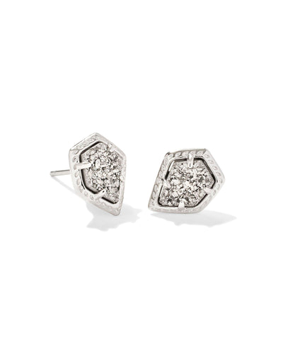 Kendra Scott Framed Silver Tessa Stud Earrings in Platinum Drusy