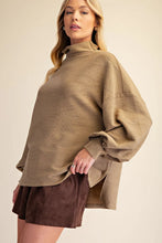 Load image into Gallery viewer, Carley Mock Neck Balloon Sleeve Top - Taupe