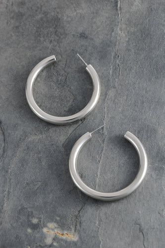Classy Chunky Hoop Earrings - Silver
