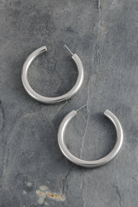 Classy Chunky Hoop Earrings - Silver