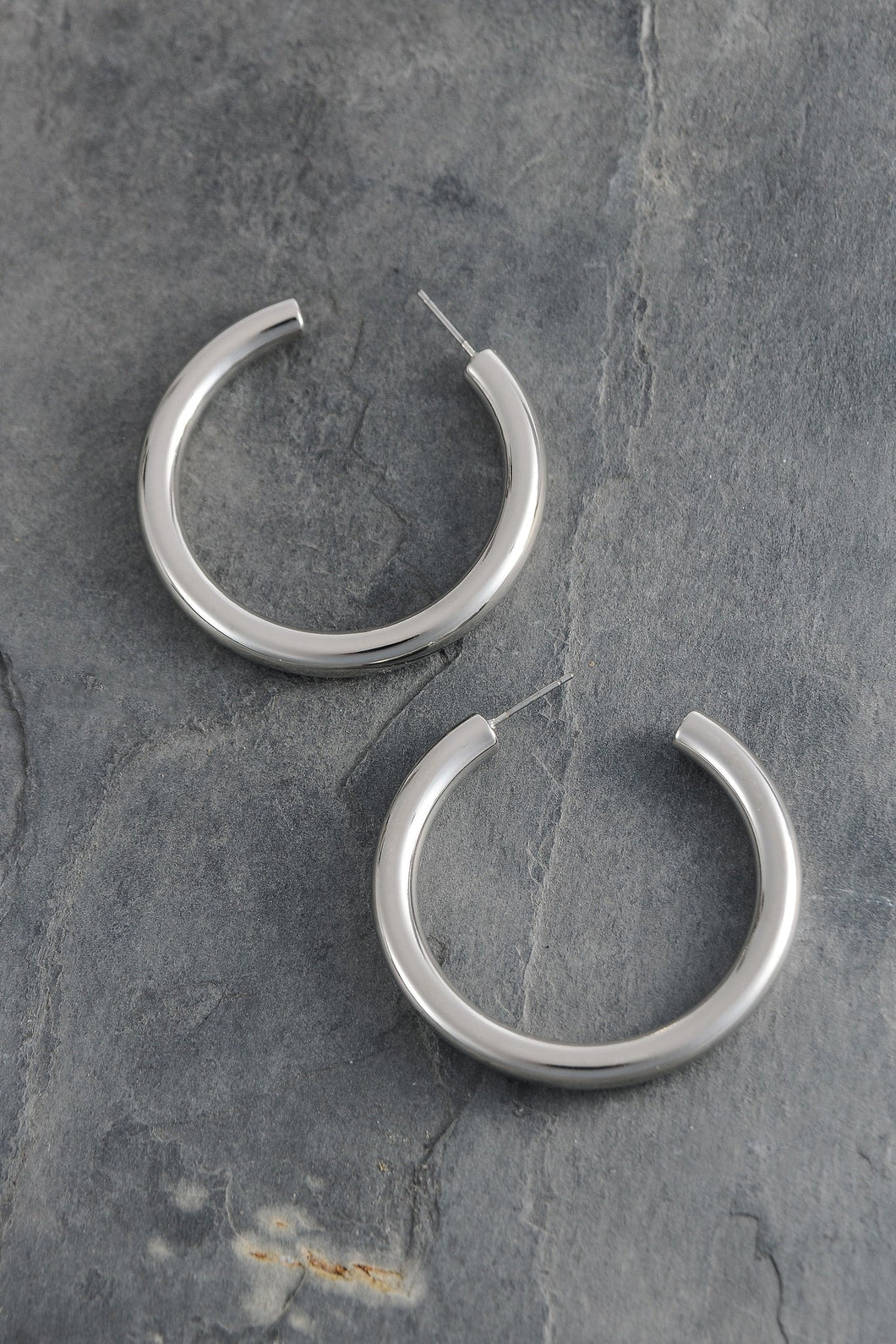 Classy Chunky Hoop Earrings - Silver