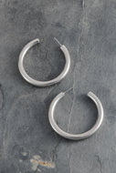 Classy Chunky Hoop Earrings - Silver