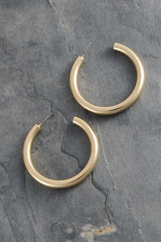 Classy Chunky Hoop Earrings - Gold