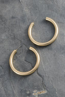 Classy Chunky Hoop Earrings - Gold