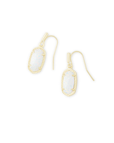 Kendra Scott Lee Gold Drop Earrings in White Opal