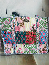 Load image into Gallery viewer, Quilted Floral Large Tote Bag