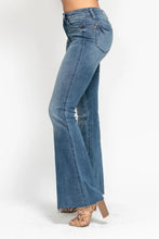 Load image into Gallery viewer, Judy Blue Mid Rise Tummy Control Cut Hem Flare Jean