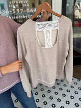 Load image into Gallery viewer, Lace Back Knit Pullover Top - Berry