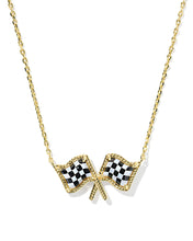 Load image into Gallery viewer, Kendra Scott Checkered Flag Pendant Necklace Gold White Mother of Pearl