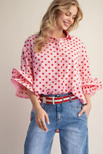 Load image into Gallery viewer, Dots Poplin Button Down Top - Pink