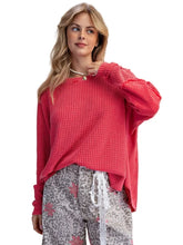 Load image into Gallery viewer, Mineral Washed Thermal Waffle Pullover - Poppy Red