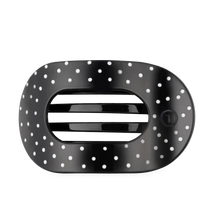 Load image into Gallery viewer, Large Teleties Flat Round Hair Clip - Black Polka Dot Party