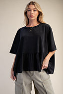 Ruffle Bottom Top - Black