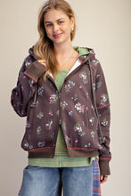Load image into Gallery viewer, FLORAL PRINTED HOODED ZIP-UP - Ash