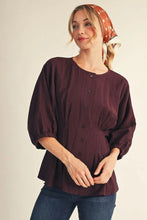 Load image into Gallery viewer, Rhonda Drop Shoulder Peplum Top - Red Bean