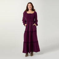 Lanna Smocked Bodice Maxi Dress – Rich Wine