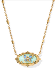 Load image into Gallery viewer, Kendra Scott Dolly Parton ELISA BUTTERFLY SHORT PENDANT NECKLACE GOLD SEA GREEN CHRYSOCOLLA