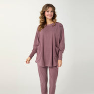Weekend Brushed Zipper Back Long Sleeve - Redwood