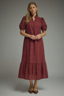 The Betsy Eyelet Midi Dress - Burgundy