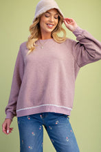 Load image into Gallery viewer, Lace Back Knit Pullover Top - Berry