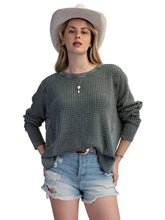 Load image into Gallery viewer, Mineral Washed Thermal Waffle Pullover - Pine Green