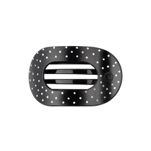 Load image into Gallery viewer, Medium Teleties Flat Round Hair Clip - Black Polka Dot Party
