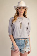 Load image into Gallery viewer, Short Puff Sleeves Knitted Top - Stone
