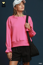 Load image into Gallery viewer, Dolly Ruffle Sleeve EverFleece Sweatshirt - Pink