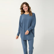 Weekend Brushed Zipper Back Long Sleeve - Aegean Blue