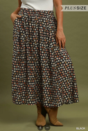 Polka Dot Pleated Maxi Skirt