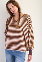 Load image into Gallery viewer, Striped Terry Pullover - Rose Brown