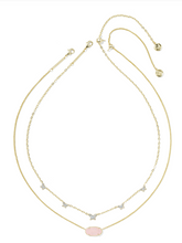 Load image into Gallery viewer, DOLLY PARTON ELISA BUTTERFLY MULTI STRAND NECKLACE - GOLD LIGHT PINK DRUSY