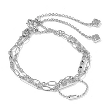 Load image into Gallery viewer, Kendra Scott Fate Set of 2 Delicate Chain Bracelets - Silver White CZ