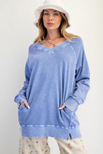 Load image into Gallery viewer, Mineral Washed Terry Oversized Pullover - Peri Blue