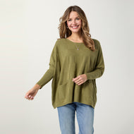 Lightweight Heavenly-Luxe Textured Top - Army Green