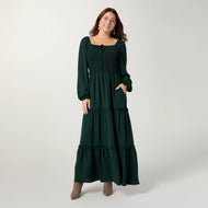 Lanna Smocked Bodice Maxi Dress – Hunter Green