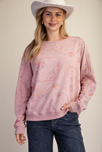 Load image into Gallery viewer, Printed Washed Terry Pullover - Rose