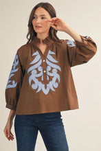 Load image into Gallery viewer, Fran Bold Applique Ruffle Neck Top