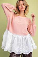 Load image into Gallery viewer, Mixed Fabric Lace Bottom Tunic - Pink