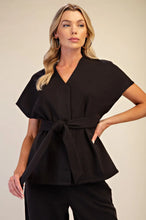 Load image into Gallery viewer, Allie Wrap Waist Tie Top - Black